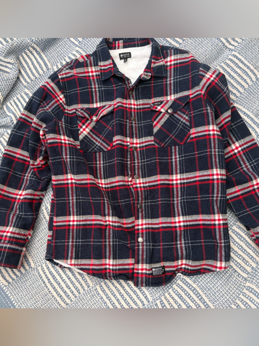 Matix Navy, Red and White Plaid Button-Down Shirt